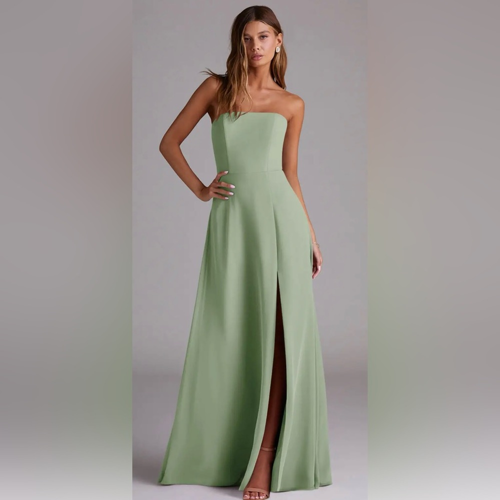 Azazie Strapless Sage Green Bridesmaid Dress
